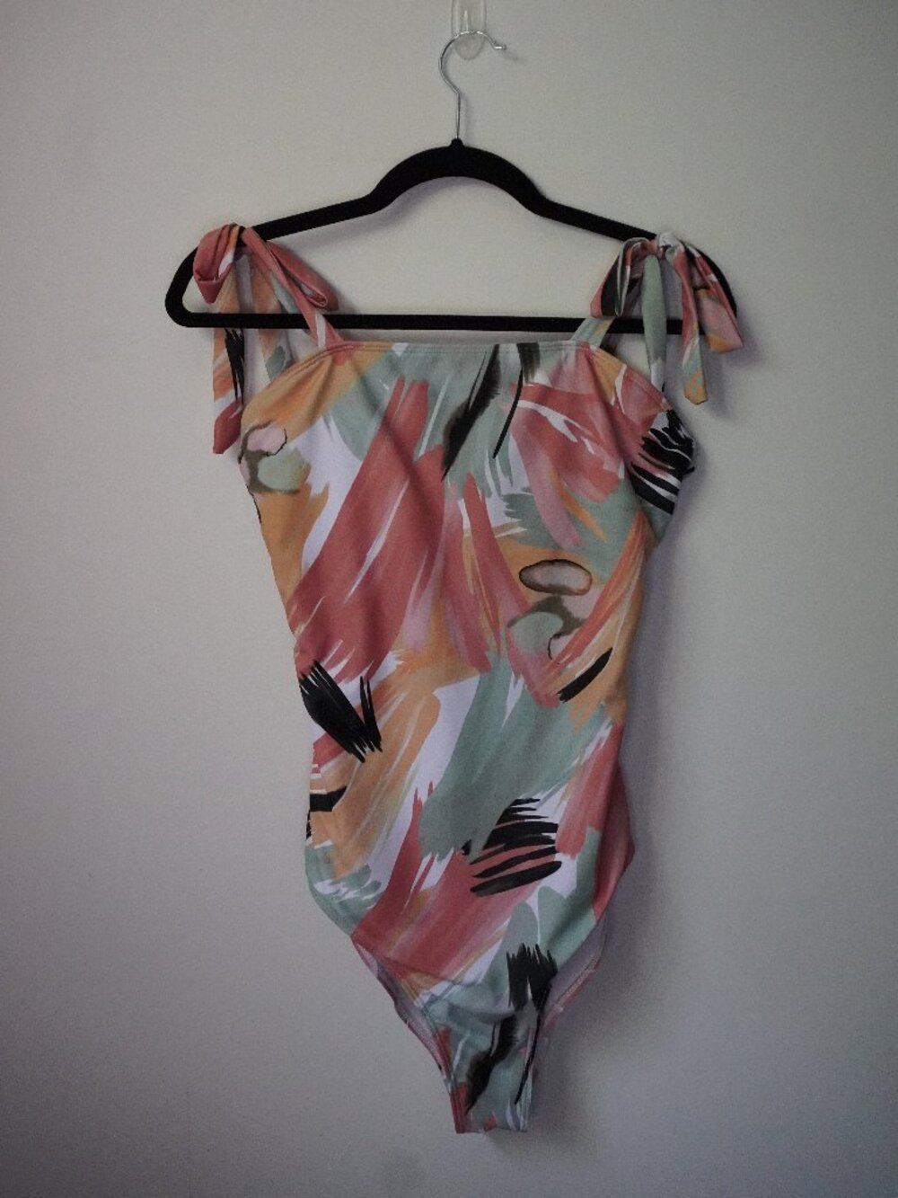 Pastel Color Tie Straps One Piece Swimsuit Size Medium